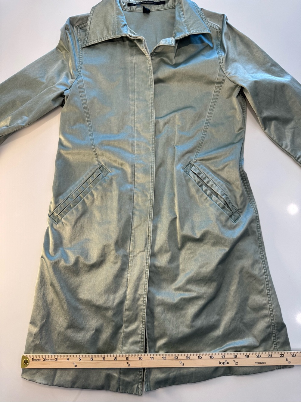Trench Coat - Sage Green Women's Trench Coat - Picture 8 of 12